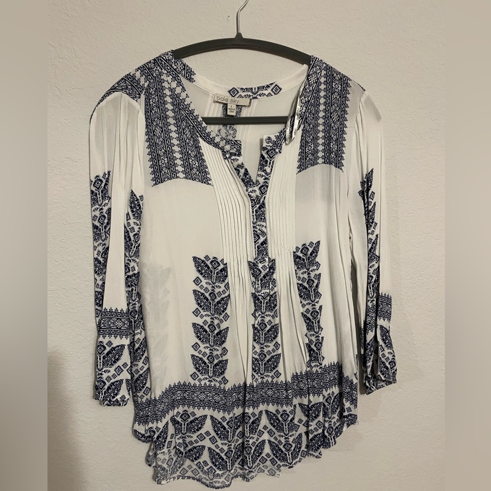 White and Blue Blouse